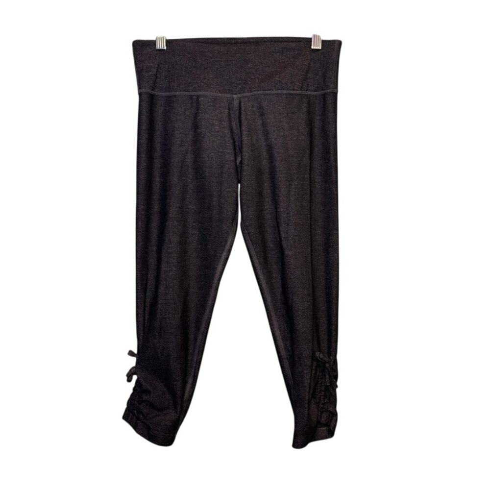Moving Comfort Urban Gym Capri Leggings Small S Gray Ruched Ankle Tie Workout